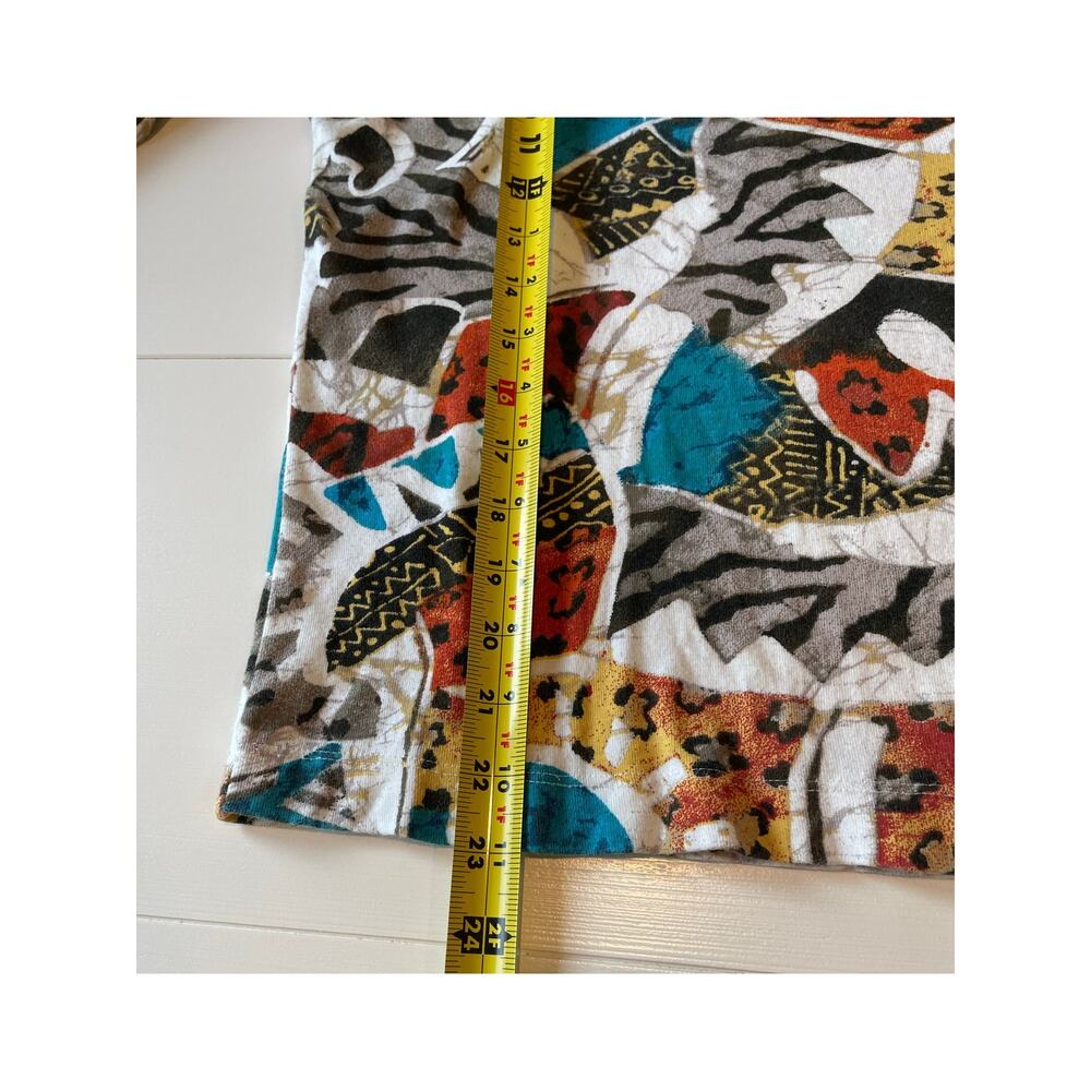 Chico’s Additions 100% Cotton Top Sz Large V-Neck Abstract Colorful Artsy Boho - Picture 8 of 8